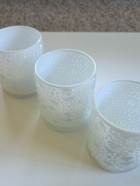 Iridescent White Decorative Glass Candle Holders - Set of 3 NWOT